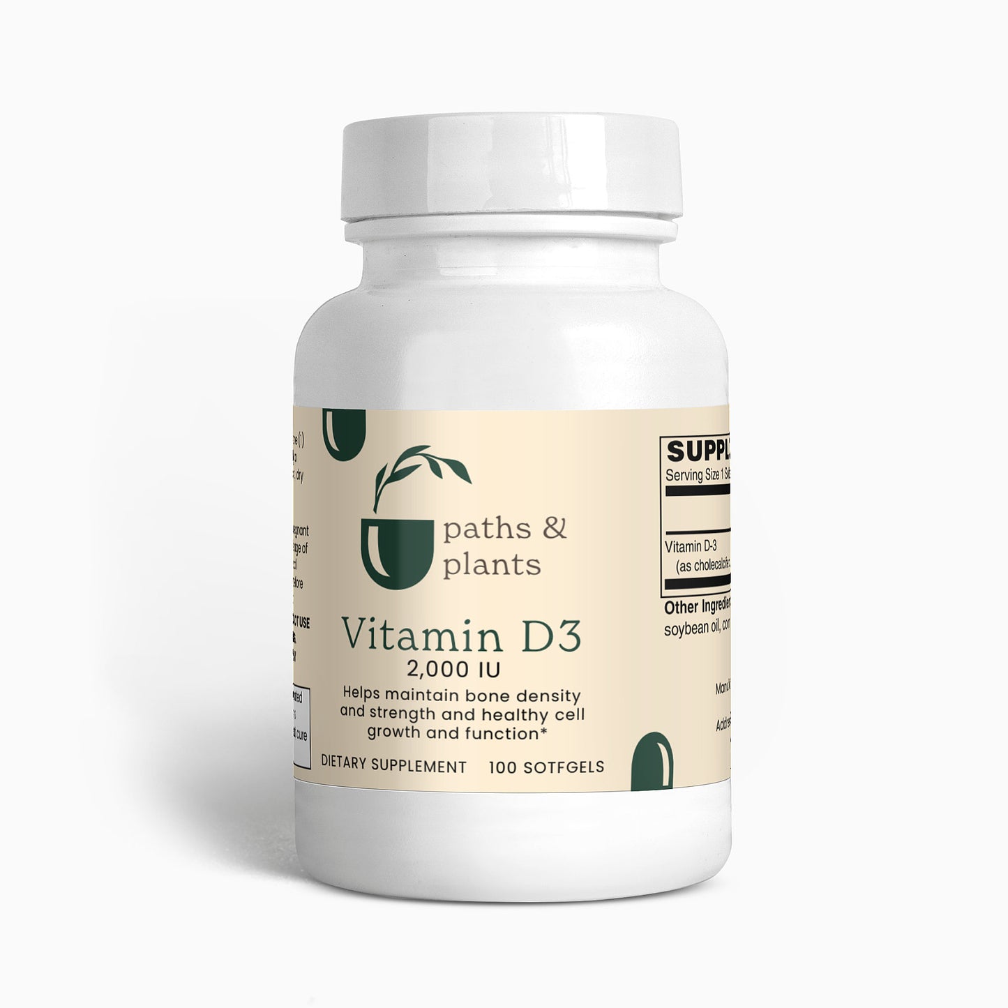 Paths & Plants Vitamin D3 2,000 IU - 100 softgels