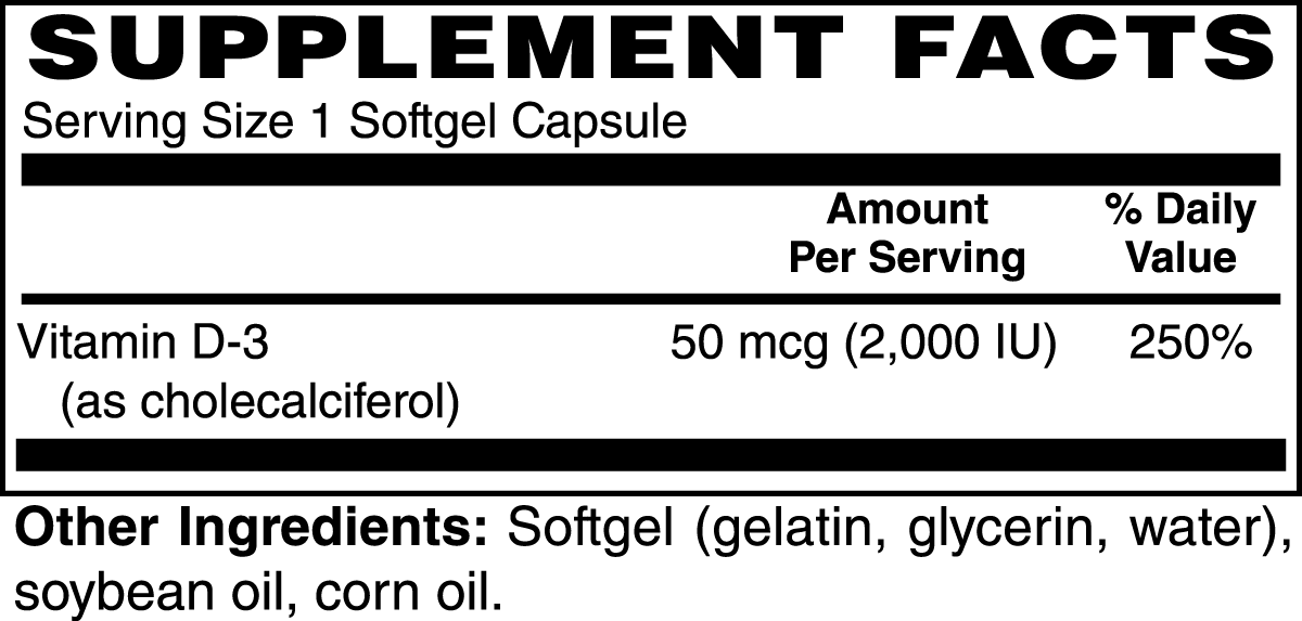 Paths & Plants Vitamin D3 2,000 IU - 100 softgels